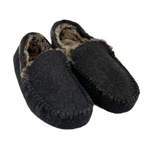 H&M Men's Faux Fur-lined Slippers in Dark Gray Melange Size 7.5/8.5